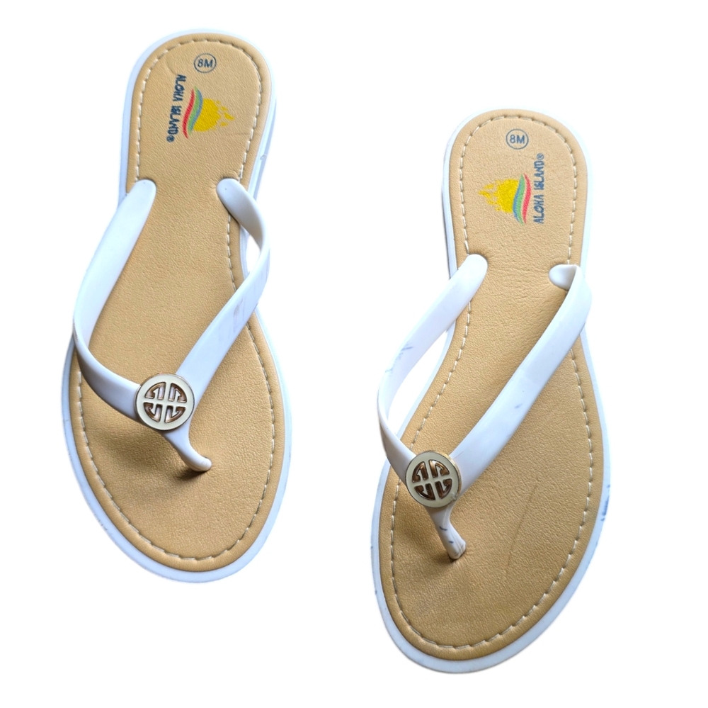 Aloha Island Women's white thong sandals Size 813.3 oz  Get ready for a